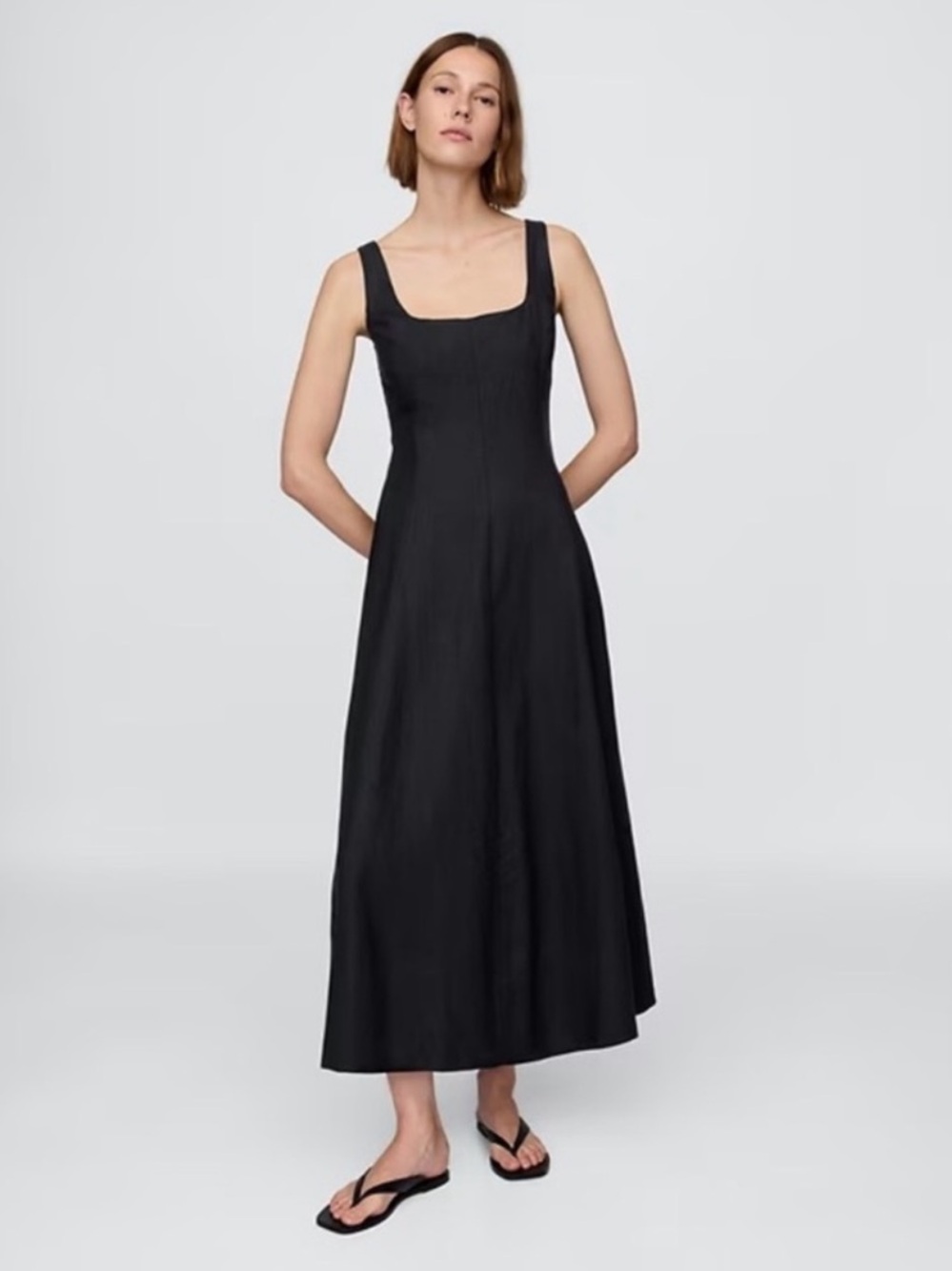 NWT! GAP Linen-Blend Square-Neck Maxi Dress - Multiple #770475 🎖️